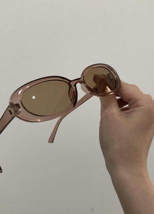 Прозрачные бежевые узкие солнцезащитные солнечные овальные очки, вузькі сонячні прозорі окуляри від сонця4 фото