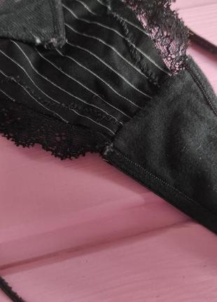 Чорні трусики стрінги труси труси жіночі сексі еротик в смужку сіточка стрази h&m камені жіночі стрінги офісні у смужку чорні3 фото