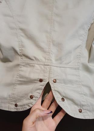Пиджак жакет короткий рукав з карманами цвета хаки котон 38/м/465 фото