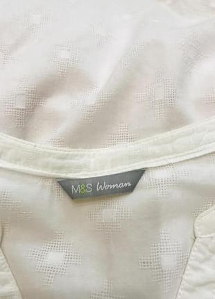 Белая хлопковая блуза/рубашка m&s p 44/465 фото