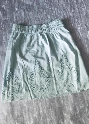 Бирюзовая хлопковая юбка на резинке vero moda