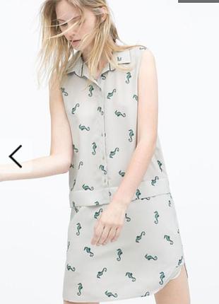 👗 zara коньки принт платье рубашка 👗 2