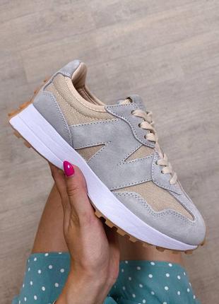 New balance 327 шикарні жіночі кросівки нб в бежевому кольорі