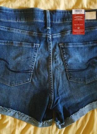 Фирменные синие джинсовые шорты levis высокая посадка3 фото