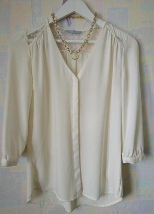 Блузка блуза гипюр кружево молочная h&m под шелк2 фото