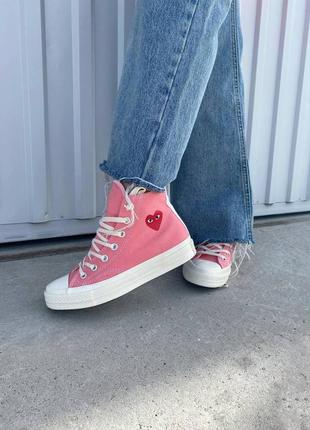 Converse comme des garçons high pink шикарные женские высокие кеды конверс розовые4 фото