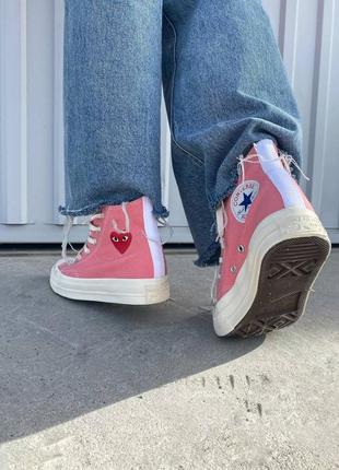 Converse comme des garçons high pink шикарные женские высокие кеды конверс розовые3 фото