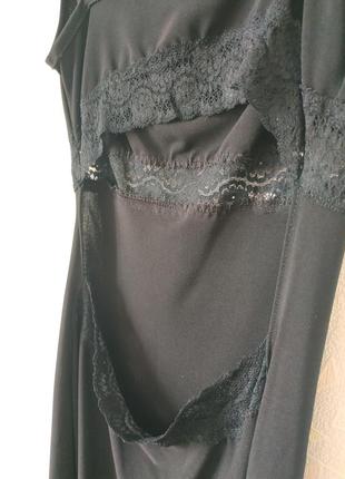 Сукня коктейльне ексклюзивне дизайнерське з відкритою спиною чорне з мереживом6 фото