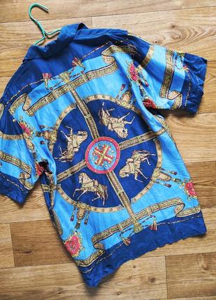 Сорочка блузка короткий рукав,  шовк 🔥 💯 шовк, вінтаж , різнобарвна,stunt collections,p.s,m,38