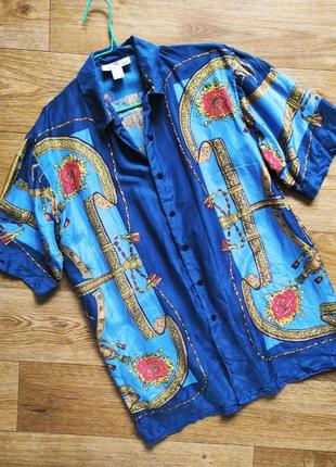 Рубашка блузка короткий рукав, шелк, винтаж , разноцветная,stunt collections,p.s,m,382 фото