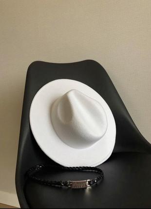 Капелюшок, капелюх федора білий, шляпа федора белый6 фото