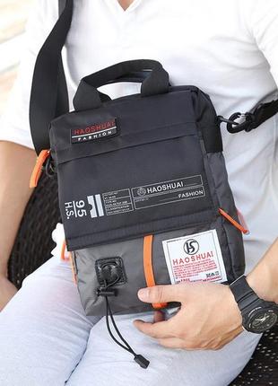 Мужская сумка мессенджер через плечо haoshuai сумка - почтальонка кросс боди3 фото