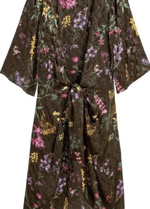 Шикарное платье цвета хаки цветочный принти чина