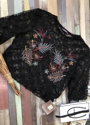 Блуза из кружева с вышивкой , гипюровая блузка от zara