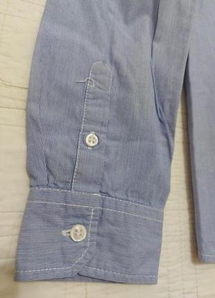Рубашка хлопковая/светло голубая в мелкую полосочку of benetton р.134-140 (9-10 лет)7 фото