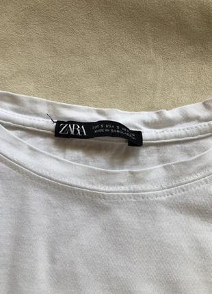 Базова біла футболка від zara ,натуральна футболка з кишенькою на грудях2 фото
