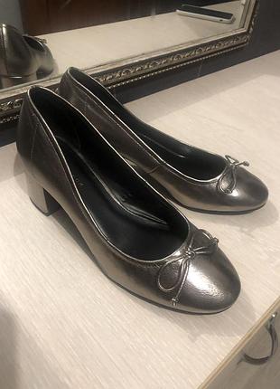 Балетки серебро с бантиком