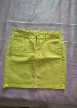 Юбка джинсовая желтая новая