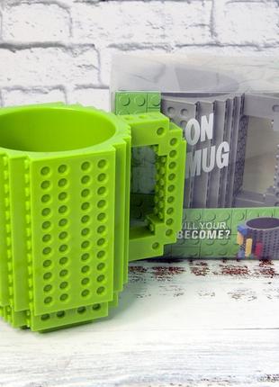 Кружка чашка конструктор лего зеленая3 фото