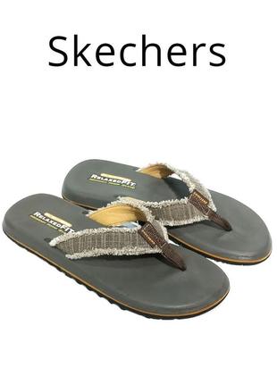 Мужские супер мягкие вьетнамки шлепанцы skechers relaxed fit оригинал