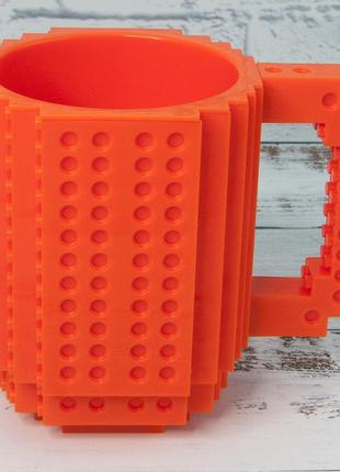 Кружка чашка конструктор лего оранжевая3 фото