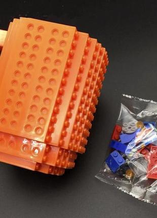 Кружка чашка конструктор лего оранжевая1 фото