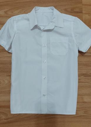 Біла сорочка з коротким рукавом f&f р. 116-128 (6-7 років) білосніжна/бавовна