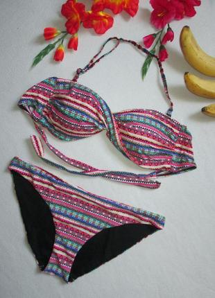 Суперовый раздельный купальник бандо в орнамент с завязками f&f 🍒🍓🍒