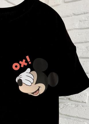 Чорна футболка, футболка з принтом mickey mouse ox!4 фото