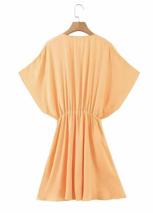 Легке плаття міні в персиковому кольорі від zara большой размер3 фото
