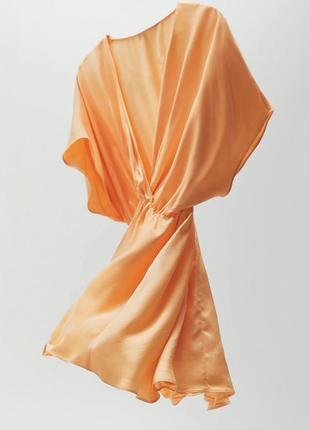 Легке плаття міні в персиковому кольорі від zara великий розмір4 фото