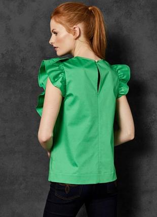 Блузка с воланами зеленый топ с оборкой3 фото