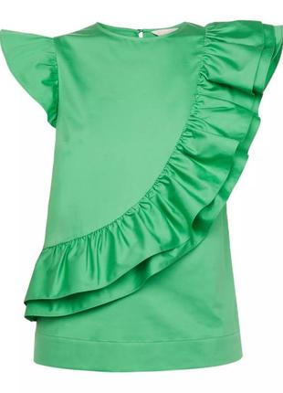 Блузка с воланами зеленый топ с оборкой6 фото