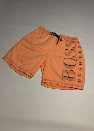 Чоловічі красиві оригінальні шорти hugo boss big logo shorts m1 фото