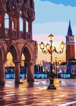 Картина по номерам вечерняя площадь венеции бс браш