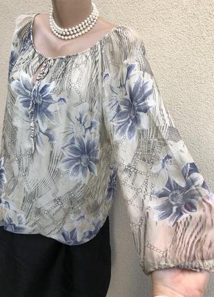 Шелк,блуза реглан,цветочный принт,этно бохо стиль,италия8 фото