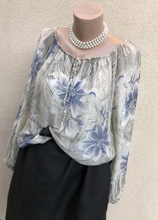 Шелк,блуза реглан,цветочный принт,этно бохо стиль,италия9 фото