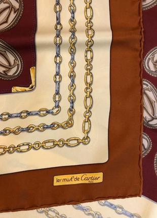 Шелковый платок шарф палантин cartier, 'les must de cartier' vintage scarf 100% шелк рауль3 фото