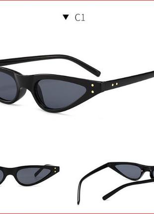 Солнцезащитные черные пластиковые очки-треугольники с дымчатой линзой в форме капли