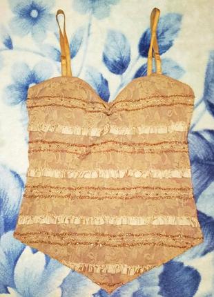 Топ з чашечками коричневий new look, xxs-s