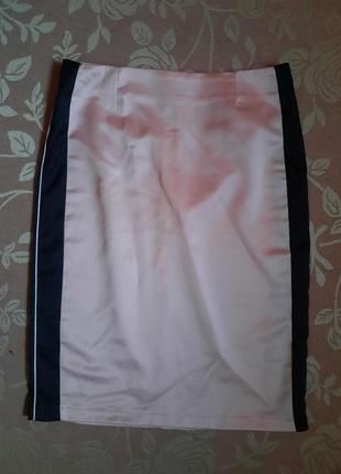 Атласная  розовая юбка карандаш высокая талия miss miss италия3 фото