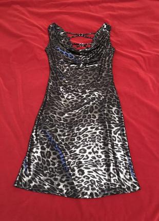 Платье тигровый принт,платье декольте качелька,платье с переливом,плаття тигровий принт,6 фото