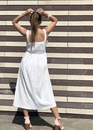 Повседневное платье миди белое3 фото