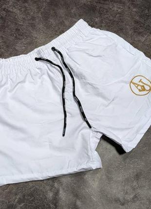 Шорты плавки пляжные с принтом бренд белые турция / шорти для бассейна моря плавательные бренда3 фото