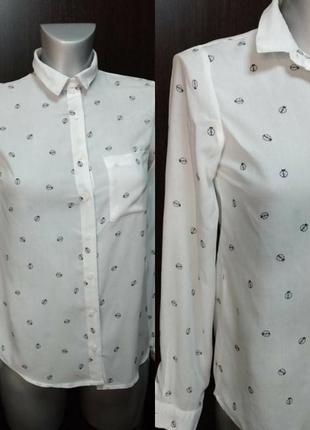Рубашка белая xs блузка pull&bear