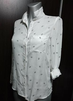 Рубашка белая xs блузка pull&bear