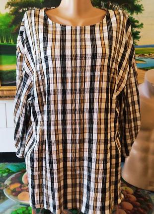 Блуза женская,блузка в клеточку,рубашка в клеточку,блузон,кофта,размер 48-50.