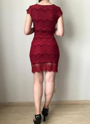 Красивое кружевное платье богатого винного бордового цвета,  размер xs-s-m3 фото