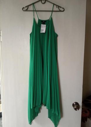 Зелёное платье-туника брендовое h&m