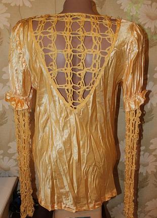 Блуза нарядная золотая с блеском, рубашка